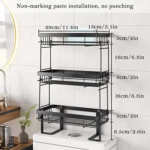 COVAODQ Over The Toilet Storage 3 Tier Bathroom Organizer Shelves Multifunctional Over Toilet Bathroom Organizer, No Drilling With Wall Mounting Space Saver 8 COVAODQ Over The Toilet Storage 3 Tier Bathroom Organizer Shelves Multifunctional Over Toilet Bathroom Organizer, No Drilling With Wall Mounting Space Saver - Image 6