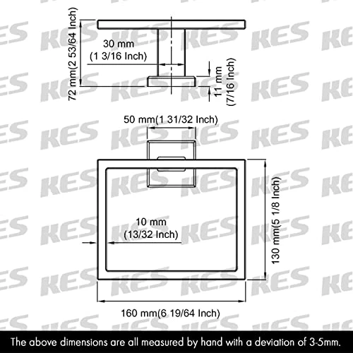 KES Bathroom Towel Ring SUS 304 Stainless Steel Shower Towel Hanger Holder Modern Square Style Wall Mount Matte Black Finish, A2480-BK 4 KES Bathroom Towel Ring SUS 304 Stainless Steel Shower Towel Hanger Holder Modern Square Style Wall Mount Matte Black Finish, A2480-BK - Image 2