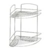 Metaltex Onda 2-Tier Corner Bathroom Shelf, Silver