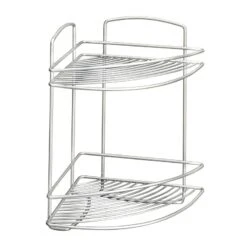 Metaltex Onda 2-Tier Corner Bathroom Shelf, Silver