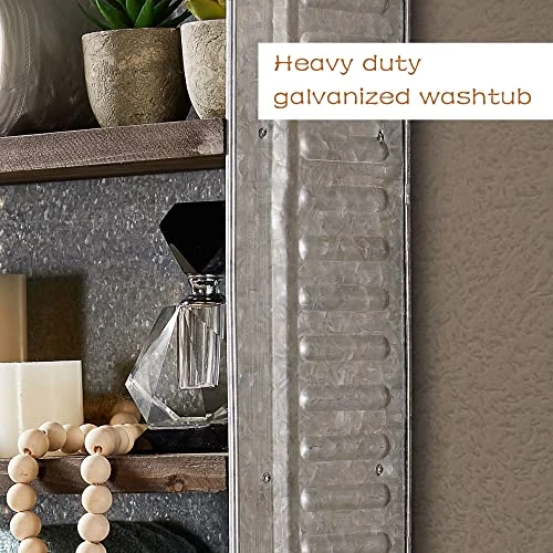WOODEXPE Galvanized Wash Tub With Shelves Rustic Bathroom Decor Rustic Farmhouse Bathroom Shelf 4 WOODEXPE Galvanized Wash Tub With Shelves Rustic Bathroom Decor Rustic Farmhouse Bathroom Shelf - Image 2