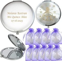 WE Mis Quince Años (12 PCS) Sweet 15, Sweet Sixteen, Quinceañera, Mis 15 Años Compact Mirror (Silver) -Moen Shop 51hbfH HLcL. AC