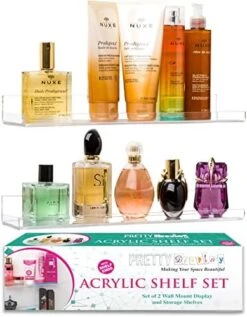 Pretty Display Invisible' Bathroom Shelf Wall Mounted [2 Pack] 15 Inch Clear Acrylic Shelves Extra Strong & Easy To Wall Mount -Moen Shop 51i6YQLlBjL. AC