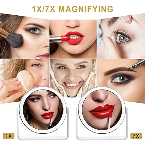 1x/7x Magnifying Makeup Mirror For Desk Double Sided 360°Rotation Desk Mirror,Portable Table Acrylic Small Standing Mirror For Cosmetic 4 1x/7x Magnifying Makeup Mirror For Desk Double Sided 360°Rotation Desk Mirror,Portable Table Acrylic Small Standing Mirror For Cosmetic - Image 2