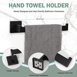 VELIMAX Premium Stainless Steel 4 Pieces Bathroom Hardware Accessories Set Wall Mounted Towel Bar Set, Matte Black, 23.6-Inch -Moen Shop 51j7o2BgpkL