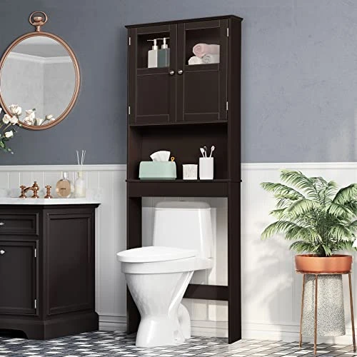FCH Over The Toilet Storage Space Saver Bathroom Cabinet Organizer Storage Cabinet Brown 3 FCH Over The Toilet Storage Space Saver Bathroom Cabinet Organizer Storage Cabinet Brown