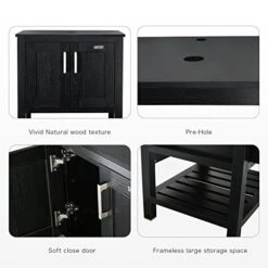 Eclife 24" Modern Bathroom Vanity Cabinet Set Stand Pedestal Storage Cabinet, Two Doors With Mirror (Single Cabinet Only) -Moen Shop 51jvTt4oE0L