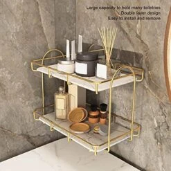 Zerodis Bathroom Storage Shelf, Gold White 2 Tier Space Saver Multifunctional Over The Toilet Storage For Bathroom Counter (L) -Moen Shop 51kCvno0QGL