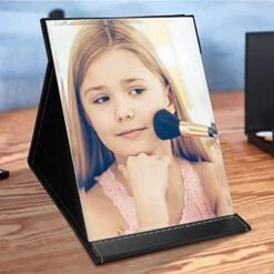 ZBEIVAN 10x7 Inches Portable Folding Makeup Mirror With Cosmetic Desktop Standing For Travel, Vanity Table, Room Decor, Beauty Gifts, Black 14 ZBEIVAN 10x7 Inches Portable Folding Makeup Mirror With Cosmetic Desktop Standing For Travel, Vanity Table, Room Decor, Beauty Gifts, Black -Moen Shop 51lyWiAxRDL