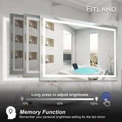 FITLAND 40"x 24" LED Bathroom Mirror Vanity Mirror, Anti-Fog, Dimmable, Color Temperature Adjustable 3000-6000K, Switch-held Memory Led Wall Mirror Suitable For Bathroom, Vanity (Vertical/Horizontal) -Moen Shop 51mleQBYjSL