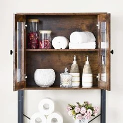 Tajsoon 3-Tier Over The Toilet Storage Rack, Space Saver Bathroom Organizer Shelf, Multifunctional Storage Rack With Wooden Cabinet, Freestanding Bathroom Shelves With Hook, Metal, Rustic Brown 13 Tajsoon 3-Tier Over The Toilet Storage Rack, Space Saver Bathroom Organizer Shelf, Multifunctional Storage Rack With Wooden Cabinet, Freestanding Bathroom Shelves With Hook, Metal, Rustic Brown -Moen Shop 51nAQz0Y4wL