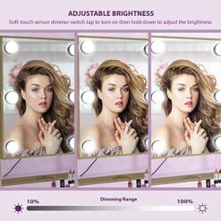 Impressions Vanity Hollywood Tri-Tone Makeup Mirror With 6 LED Bulbs, Vanity Dressing Mirror With 360 Degree Swivel And Soft Touch Sensor Dimmer Switch (Black) -Moen Shop 51oH5LYq7BL