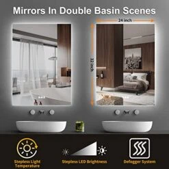 Benime 24×32 Inch LED Backlit Mirror Bathroom, 2023 Upgraded Brightness Dimmable LED Mirror For Bathroom With Anti-Fog, Stepless Colors, Smart Vanity Bathroom Mirror With Lights, Light Mirror For Gift 22 Benime 24×32 Inch LED Backlit Mirror Bathroom, 2023 Upgraded Brightness Dimmable LED Mirror For Bathroom With Anti-Fog, Stepless Colors, Smart Vanity Bathroom Mirror With Lights, Light Mirror For Gift -Moen Shop 51oIyAo3nIL