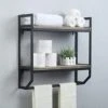 2-Tier Metal Industrial 23.6" Bathroom Shelves Wall Mounted,Rustic Wall Shelf Over Toilet,Towel Rack With Towel Bar,Utility Storage Shelf Rack, Floating Shelves Towel Holder,Black Brush Silver -Moen Shop 51oUvbvMQjL