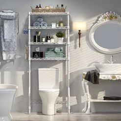 VIPEK X4 White Over The Toilet Storage Cabinet Bathroom Rack 4-Tier Adjustable Shelves For Bathroom Toilet Storage Shelf Organizer Heavy Duty Corner Stand Sturdy Anti-Tilt Tower Shelf Space Saver -Moen Shop 51okTBQKDtL