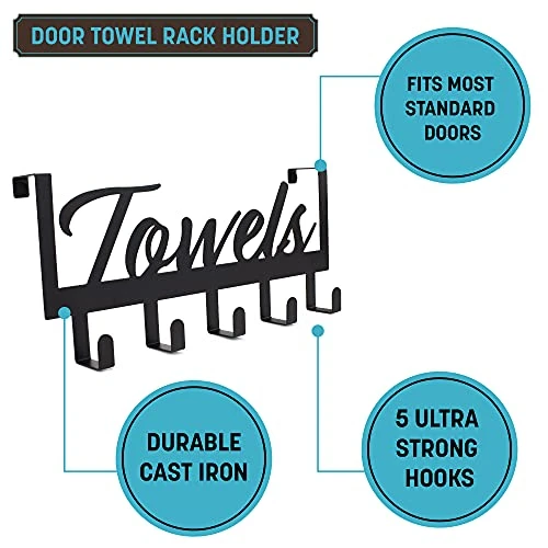 Aesthetic Over The Door Towel Rack For Your Bathroom – Space Saving And Convenient Towel Holder With Sturdy Hooks – The Perfect Addition To Your Bathroom Decor 4 Aesthetic Over The Door Towel Rack For Your Bathroom – Space Saving And Convenient Towel Holder With Sturdy Hooks – The Perfect Addition To Your Bathroom Decor - Image 2