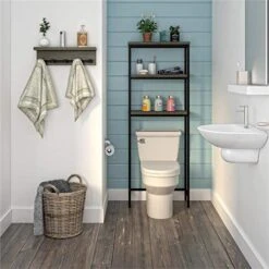 SystemBuild Ashlar Over The Toilet Storage In Weathered Oak -Moen Shop 51qrK8QXYKL