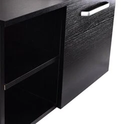 Puluomis Wall Mounted Bathroom Vanity, Double Wood Side Shelves With Mirror, 1-Door And 2-Shelves, Black Finish, 28-Inch 22 Puluomis Wall Mounted Bathroom Vanity, Double Wood Side Shelves With Mirror, 1-Door And 2-Shelves, Black Finish, 28-Inch -Moen Shop 51rSzLm7wIL