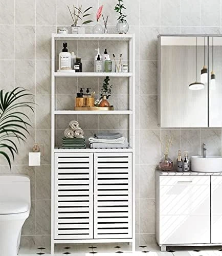 HIFIT Tall Bathroom Storage Cabinet, Bamboo Storage Cabinet With 2 Doors And 3 Tier Shelves, Bathroom Cabinet Freestanding, 67”H Bamboo Tall Cabinet For Bathroom Living Room Kitchen, Nature 8 HIFIT Tall Bathroom Storage Cabinet, Bamboo Storage Cabinet With 2 Doors And 3 Tier Shelves, Bathroom Cabinet Freestanding, 67”H Bamboo Tall Cabinet For Bathroom Living Room Kitchen, Nature - Image 6