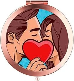 Pzicase Compact Mirror Round Rose Gold Makeup Mirror Folding Mini Pocket Mirror Portable Hand Mirror Double Sided With 2 X 1x Magnification For Woman Mother Kids Great Gift (Flower Pig) -Moen Shop 51rmoAK5GS. AC