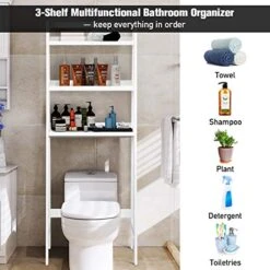 Tangkula Bathroom Space Saver, Over The Toilet Storage Rack, Free Standing 3-Shelf Bathroom Organizer, Multifunctional Bathroom Toilet Rack (White) -Moen Shop 51sBxwEQlsL