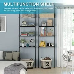 DYN Ptah Over The Toilet Storage Cabinet, 4-Tier Adjustable Over Toilet Bathroom Organizer,Metal Over Toilet Shelves Storage For Small Room, Saving Space, 65 To 116 Inch Tall, Black -Moen Shop 51t1g3jqbsL