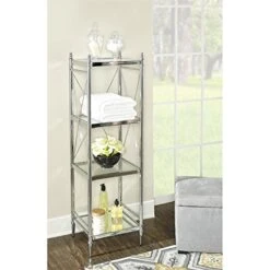 Riverbay Furniture 4 Tier Glass Shelf In Chrome