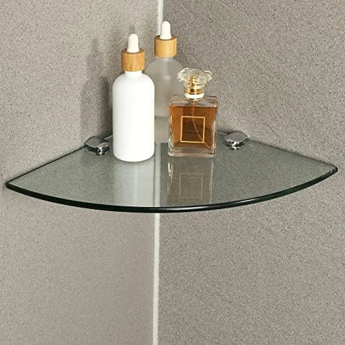 SAYAYO Floating Glass Shelves For Bathroom, 15 X 5 Inch Chrome Tempered Glass Shelf For Wall 1 Pack, Clear 8 SAYAYO Floating Glass Shelves For Bathroom, 15 X 5 Inch Chrome Tempered Glass Shelf For Wall 1 Pack, Clear - Image 6
