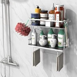 Misounda Over The Toilet Storage,Toilet Rack,Toilet Storage Rack, 2-Tier Bathroom Organizer Shelves With Divider,No Drilling Space Saver With Wall Mounting Design，White -Moen Shop 51tEfZqKynL