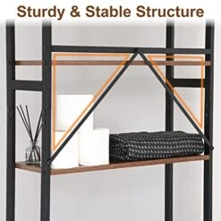 Over-The-Toilet Storage Rack 3-Tier Bathroom Organizer Shelf, Space Saver Toilet Stands For Washroom Laundry Room, Rustic Brown And Black -Moen Shop 51tkYq3NbCL