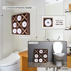 Tic Tac Toe Toilet Paper Holder | Rustic Wall Mounted Floating Hanging Or Freestanding Storage Wooden Shelf | Over The Toilet Roll Storage Rack Organizer | Bathroom Vintage Decor (Farmhouse Brown) 11 Tic Tac Toe Toilet Paper Holder | Rustic Wall Mounted Floating Hanging Or Freestanding Storage Wooden Shelf | Over The Toilet Roll Storage Rack Organizer | Bathroom Vintage Decor (Farmhouse Brown) -Moen Shop 51u5h6dTPsL