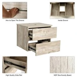 Eclife 24” Bathroom Vanity Cabinet Wall Mounted Natural Cabinet Two Drawers Pedestal Cabinet Vanity Set With Mirror (Single Cabinet Only) 19 Eclife 24” Bathroom Vanity Cabinet Wall Mounted Natural Cabinet Two Drawers Pedestal Cabinet Vanity Set With Mirror (Single Cabinet Only) -Moen Shop 51udBMfAepL