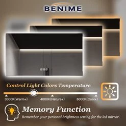 Benime 24×32 Inch LED Backlit Mirror Bathroom, 2023 Upgraded Brightness Dimmable LED Mirror For Bathroom With Anti-Fog, Stepless Colors, Smart Vanity Bathroom Mirror With Lights, Light Mirror For Gift 19 Benime 24×32 Inch LED Backlit Mirror Bathroom, 2023 Upgraded Brightness Dimmable LED Mirror For Bathroom With Anti-Fog, Stepless Colors, Smart Vanity Bathroom Mirror With Lights, Light Mirror For Gift -Moen Shop 51usm8icaZL