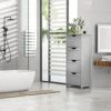 VINGLI Bathroom Cabinet 4 Drawers Storage Organizer Freestanding Bathroom Floor Cabinet Side Corner Storage For Bathroom Livng Room Kitchen Office Grey 12" X 12" X 32" -Moen Shop 51utxer1DZS