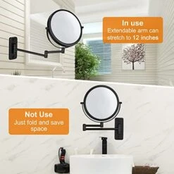 DECLUTTR Wall Mounted Makeup Mirror With 5X Magnification, 8 Inch Double Sided Vanity Magnifying Mirror For Bathroom, Black -Moen Shop 51wJotqAz2L
