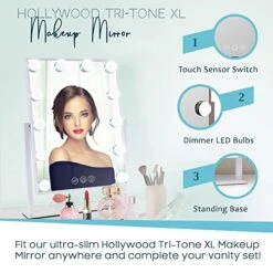 Impressions Vanity Hollywood Tri-Tone XL Makeup Mirror With 12 LED Bulbs, Vanity Dressing Mirror With 360 Degree Swivel (Rose Gold) -Moen Shop 51wSw5WAxbL