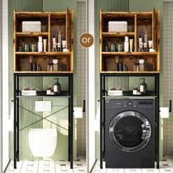 Lamerge Over The Toilet Storage Cabinet, Bathroom Toilet Rack, Freestanding Bathroom Organizer Over Toilet With Adjustable Shelf, Paper Hook, Space Saver Toilet Stands, Open Storage, Rustic Brown 13 Lamerge Over The Toilet Storage Cabinet, Bathroom Toilet Rack, Freestanding Bathroom Organizer Over Toilet With Adjustable Shelf, Paper Hook, Space Saver Toilet Stands, Open Storage, Rustic Brown -Moen Shop 51waZdCX5yL