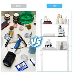 Liusin 3-Tier Bathroom Shelf Over The Toilet Space Saver Shelf Bathroom Storage Cabinet Tower Toilet Shelf Organizer Stand Unit Metal Frame Study Waterproof With Hooks- 22.05 X 9.84 X 59.45inch(White) -Moen Shop 51wbxAdY7mL