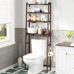 AMBIRD Over The Toilet Storage, 3-Tier Bathroom Organizer Over Toilet With Sturdy Bamboo Shelves,Multifunctional Toilet Shelf,Easy To Assemble And Saver Space, 25 * 10 * 64 Inches (Original Color) -Moen Shop 51x8idFo7KL. AC