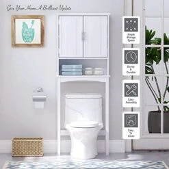 Spirich Over The Toilet Storage Cabinet, Bathroom Shelf Over Toilet, Bathroom Organizer Space Saver, White -Moen Shop 51y1okDSz8L