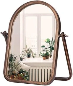 Geloo Vintage Table Desk Mirror-Bronze Metal Framed Standing Mirror 360 Degree Adjustable Swivel For Tabletop, Countertop, Bedroom,Bathroom,Living Room 11.8'' X 7.8'' -Moen Shop 51yKQfud QL. AC