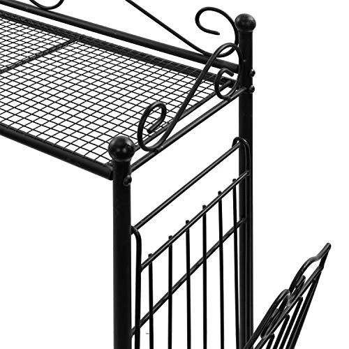 MyGift Black Metal Bathroom Over The Toilet Shelf With Magazine Basket, Space Saver Freestanding Storage Organizer Rack 6 MyGift Black Metal Bathroom Over The Toilet Shelf With Magazine Basket, Space Saver Freestanding Storage Organizer Rack - Image 4