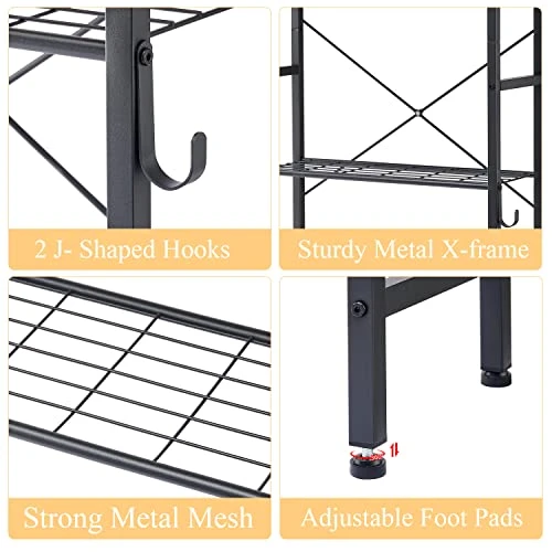 Tajsoon 3-Tier Over The Toilet Storage Rack, Space Saver Bathroom Organizer Shelf, Multifunctional Storage Rack With Wooden Cabinet, Freestanding Bathroom Shelves With Hook, Metal, Rustic Brown 7 Tajsoon 3-Tier Over The Toilet Storage Rack, Space Saver Bathroom Organizer Shelf, Multifunctional Storage Rack With Wooden Cabinet, Freestanding Bathroom Shelves With Hook, Metal, Rustic Brown - Image 5