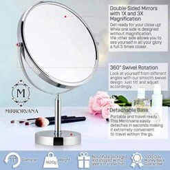 XXLarge Oversized 3X Weak Magnifying Mirror With Stand For Desk, Table, Retail Store Countertop, And Makeup Vanity - Double Sided 3X/1X Magnification - 17" Tall And 11" Wide -Moen Shop 51ziRghIEuL