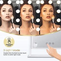 HAMSWAN Large Vanity Mirror With 3 Different Lighting Modes, Hollywood Lighted Mirror Vanity Makeup Mirror With 12 X 3W Dimmable LED Bulbs, White -Moen Shop 51zkFQIK32L