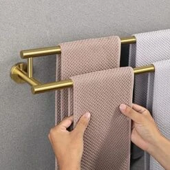 Alise 24-Inch Double Towel Bars Towel Racks For Bathroom Wall Mount Towel Holder Heavy Duty Bath Towel Hanging Rod,GYT6902-G SUS304 Stainless Steel Brushed Gold -Moen Shop 612mt4b0CML