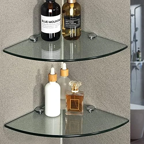 SAYAYO Floating Glass Shelves For Bathroom, 15 X 5 Inch Chrome Tempered Glass Shelf For Wall 1 Pack, Clear 9 SAYAYO Floating Glass Shelves For Bathroom, 15 X 5 Inch Chrome Tempered Glass Shelf For Wall 1 Pack, Clear - Image 7