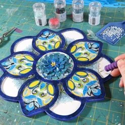 Welled Wood Surface, Pinwheel Shaped, 10" X 9.68", For Wooden Trays, Crafts And Decorations, Welled Center For Resin Design Or Paint - For Decoupage, Engraving, Wood Burning -Moen Shop 61kfgf2qgXL