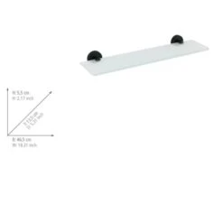 WENKO Bosio Black Glass Wall Shelf Matt Stainless Steel - Bathroom Shelf, Rustproof Stainless Steel, 46.5 X 5.5 X 13.5 Cm, Matt -Moen Shop 61shR6cdL6L