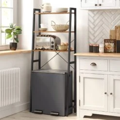 VASAGLE Over The Toilet Storage, 3-Tier Bathroom Storage Shelf, With Adjustable Bottom Stabilizer Bar, Space-Saving, Steel Frame, Industrial Style, Rustic Brown And Black UBTS005B01 -Moen Shop 61yLkG6X1zL